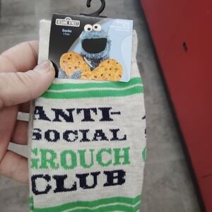 Sesame Street Gray and Green Cookie Monster Socks